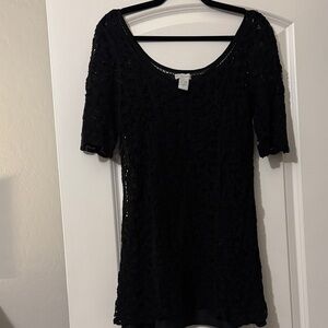Soft Surroundings Black Lace Mini Dress